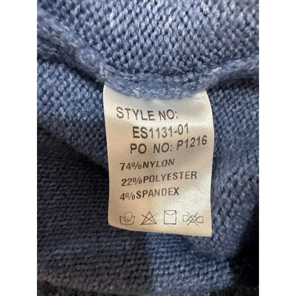 On You Knit Hoodie Sweater Blue Heart “Love Me” Patch Cozy Casual Pullover - Picture 4 of 6